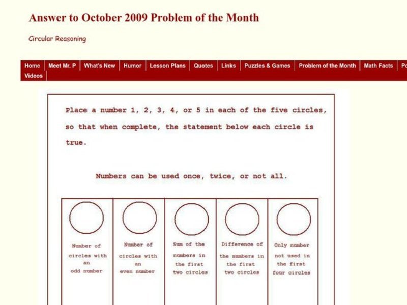 Circular Reasoning Worksheet