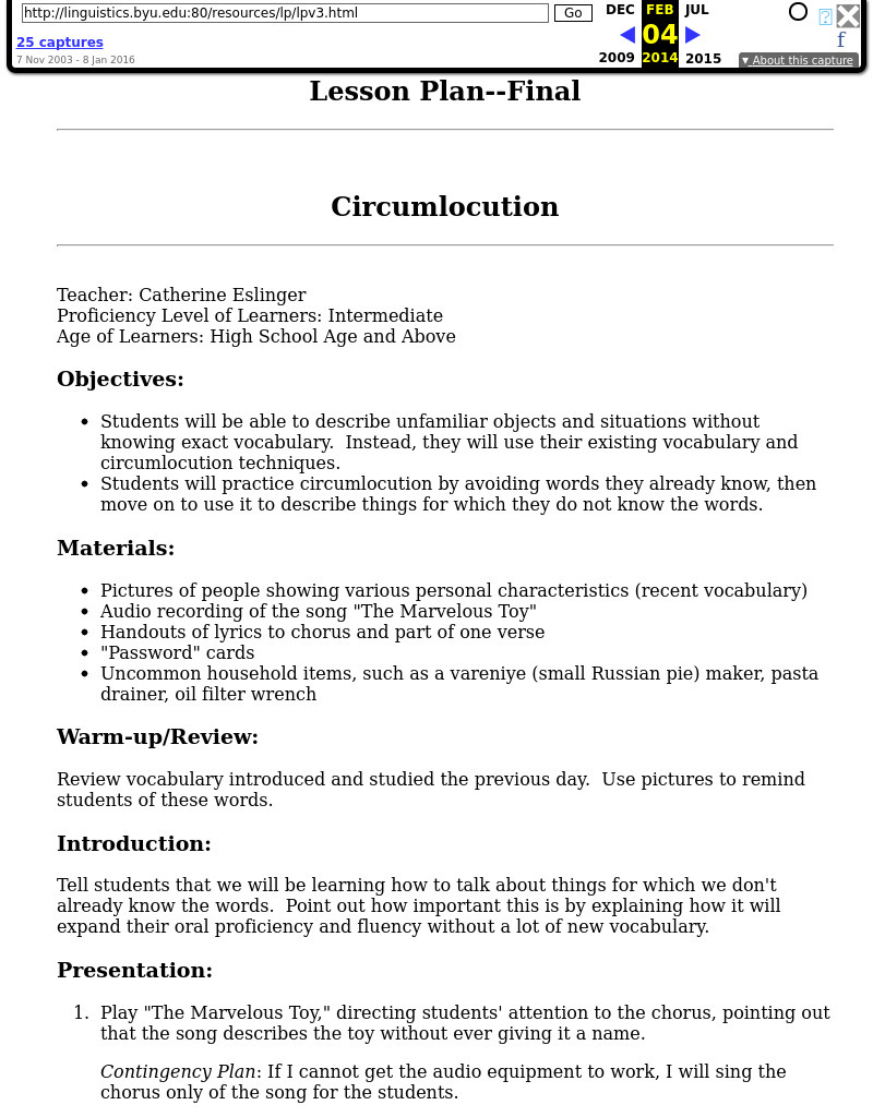 Circumlocution Lesson Plan