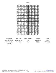 Circus Worksheet