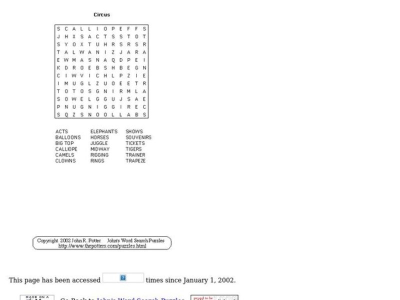 Circus Worksheet
