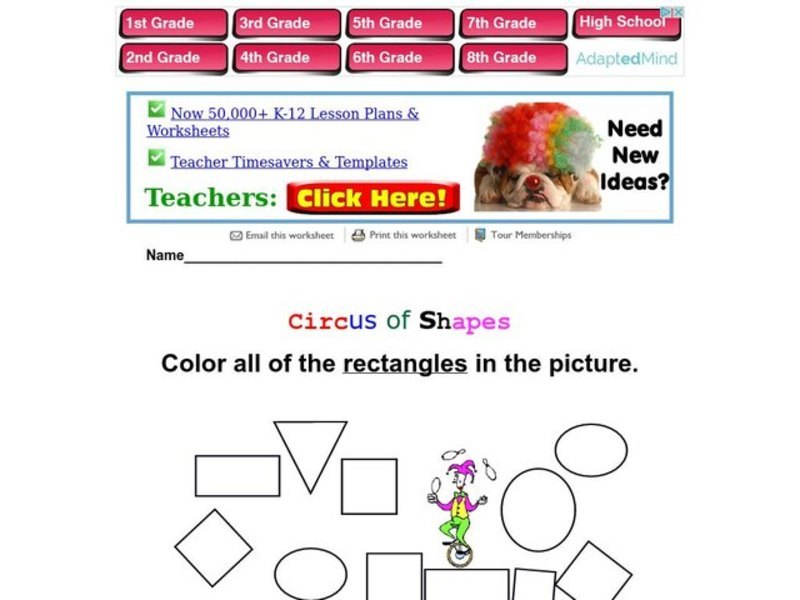 Circus of Shapes Worksheet