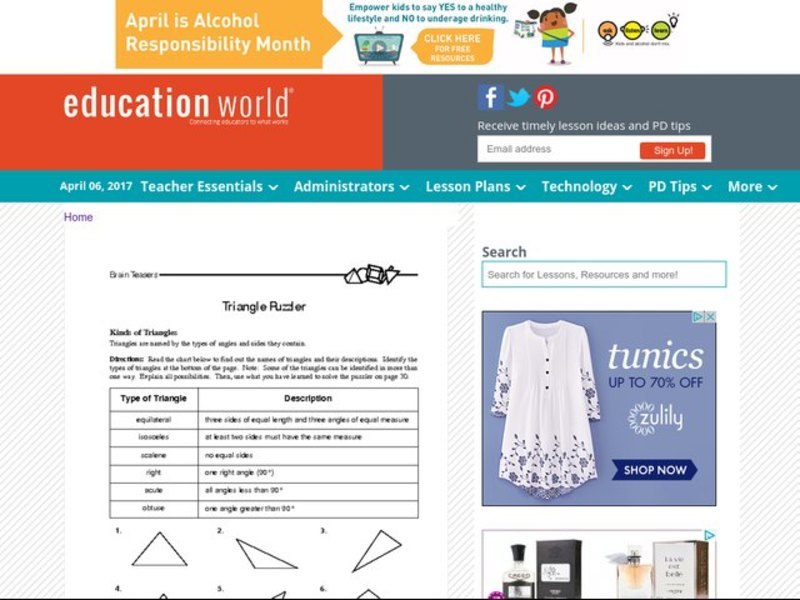 Triangle Puzzler Lesson Plan