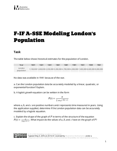 Modeling London's Population Assessment