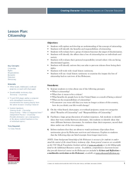 Citizenship Lesson Plan