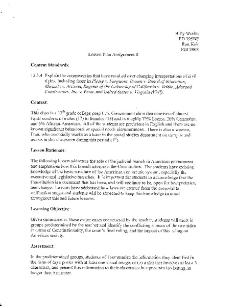 Civil Rights Lesson Plan