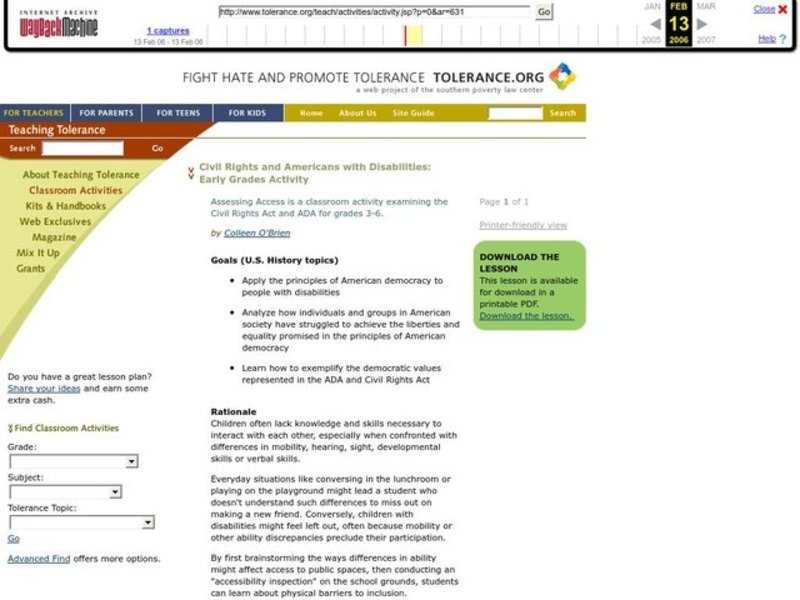 Civil Rights and Americans with Disabilities Lesson Plan