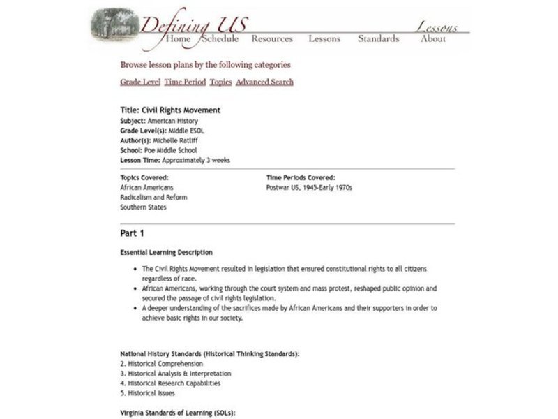 Civil Rights Movement Lesson Plan