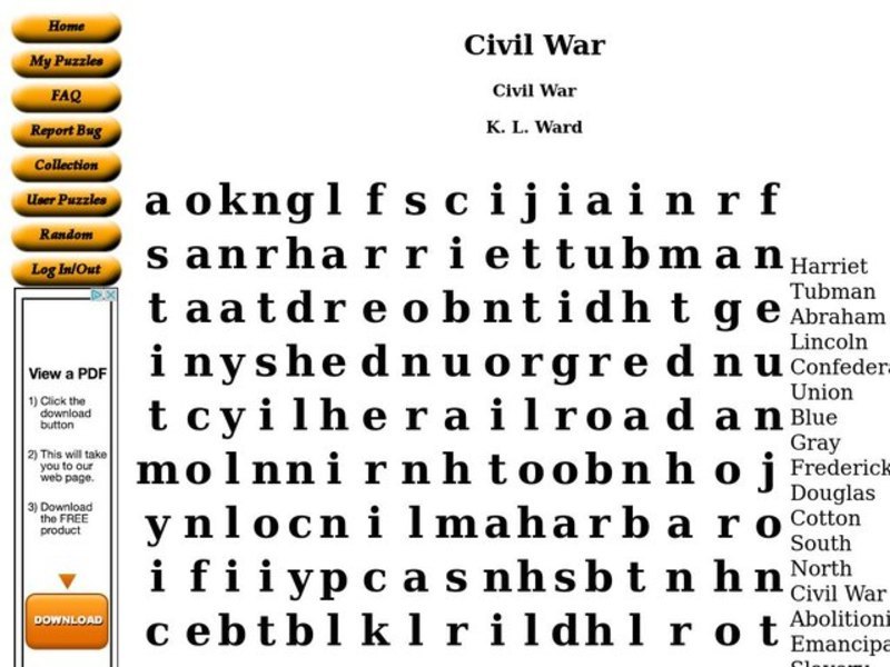 Civil War Worksheet