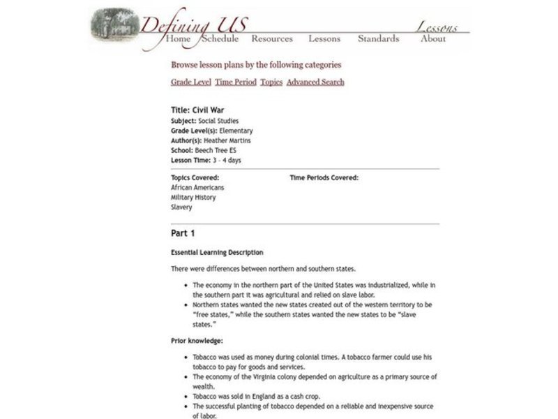 Civil War Lesson Plan