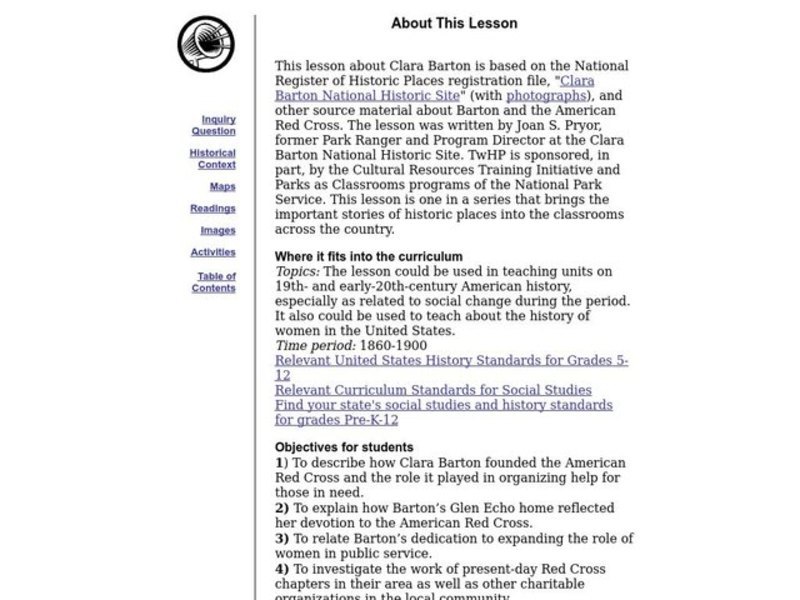 Clara Barton Lesson Plan