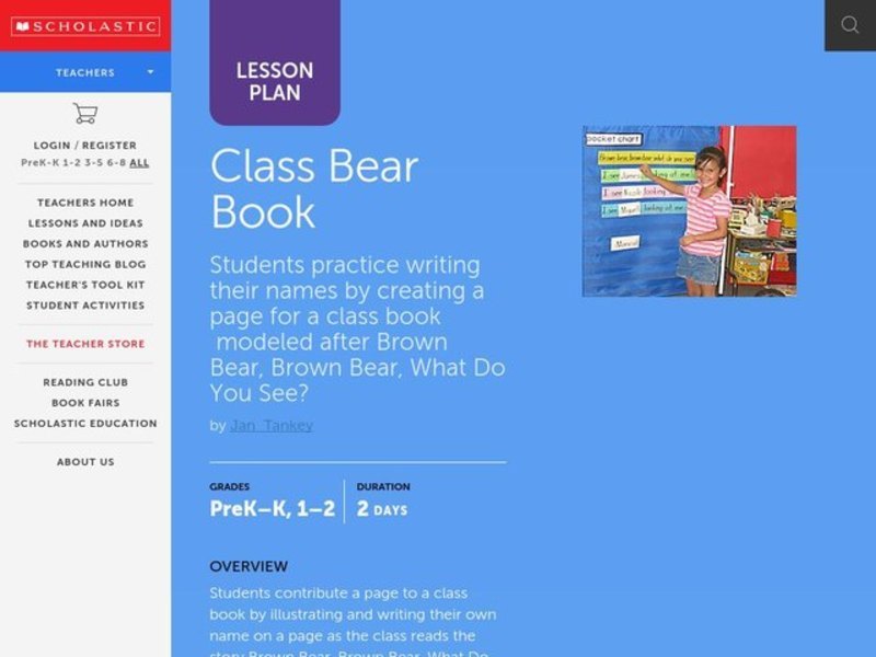 Class Bear Book Lesson Plan