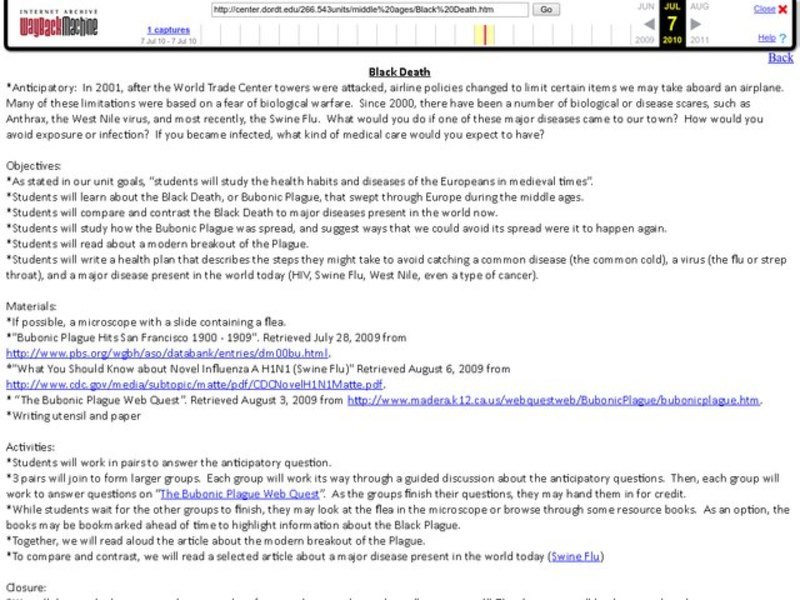 Black Death Lesson Plan