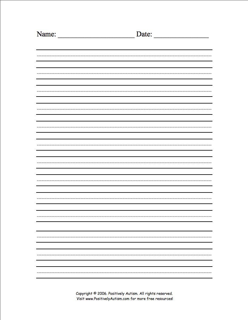 Handwriting Template Worksheet