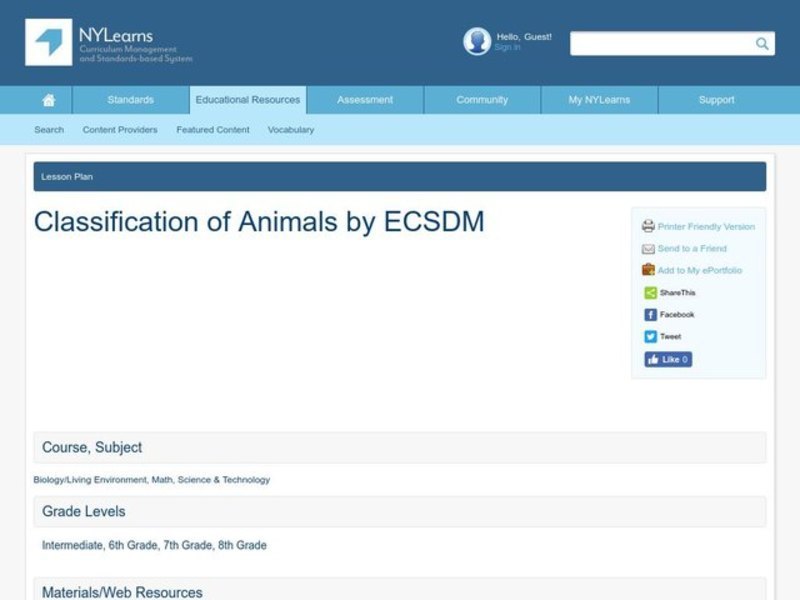 Classification of Animals Lesson Plan