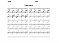 Zaner-Bloser Cursive Uppercase Y Worksheet