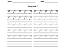 D'Nealian Cursive Uppercase P Worksheet