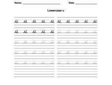 D'Nealian Cursive Lowercase U Worksheet