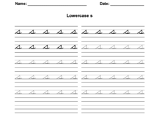D'Nealian Cursive Lowercase S Worksheet