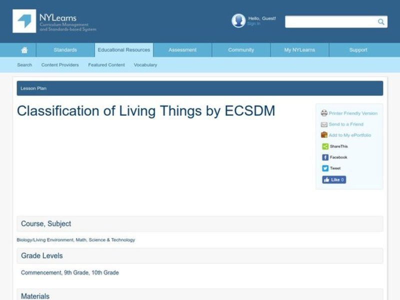 Classification of Living Things Lesson Plan
