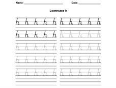 D'Nealian Print Lowercase H Worksheet
