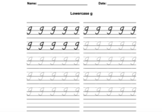D'Nealian Print Lowercase G Worksheet