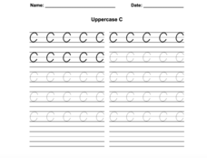 D'Nealian Print Uppercase C Worksheet