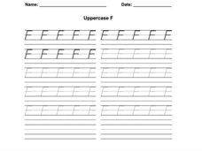 D'Nealian Print Uppercase F Worksheet