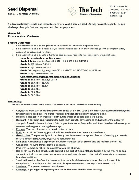Seed Dispersal Lesson Plan