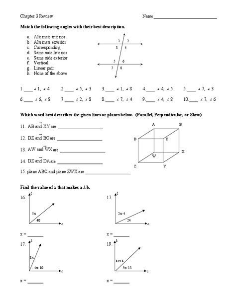Classifying Angles Worksheet