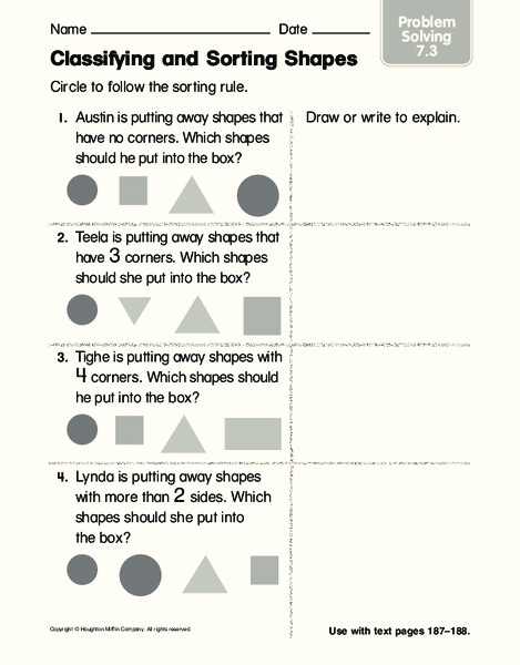 Classifying and Sorting Shapes Worksheet