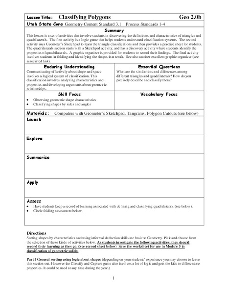 Classifying Polygons Lesson Plan