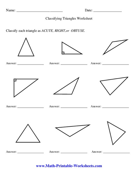 Classifying Triangles Worksheet