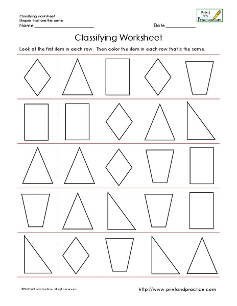 Classifying Worksheet Worksheet