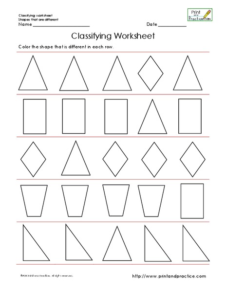 Classifying Worksheet Worksheet