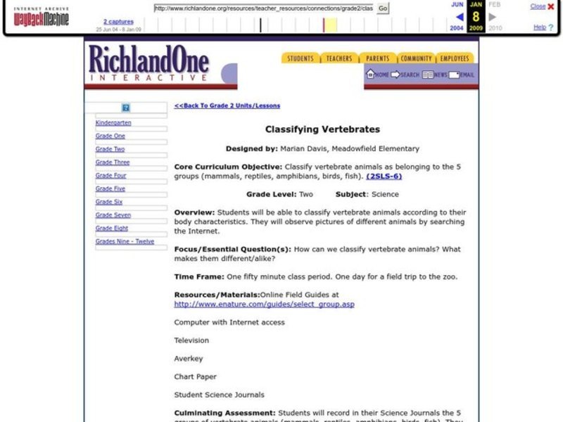 Classifying Vertebrates Lesson Plan