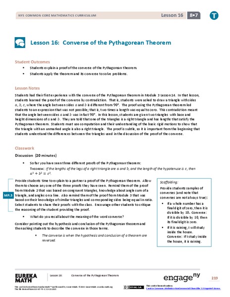 Converse of the Pythagorean Theorem Lesson Plan