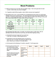Word Problems 3 Worksheet