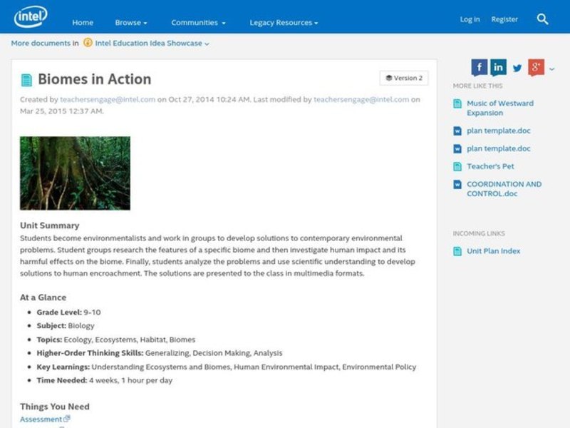 Biomes in Action Unit Plan