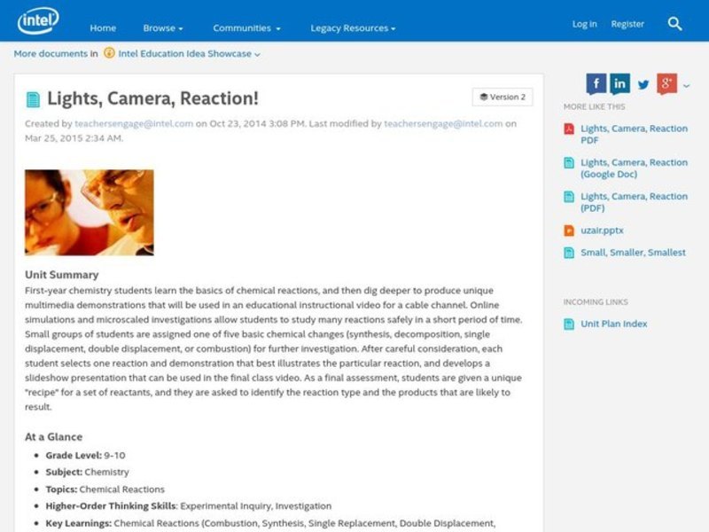 Lights, Camera, Reaction! Unit Plan