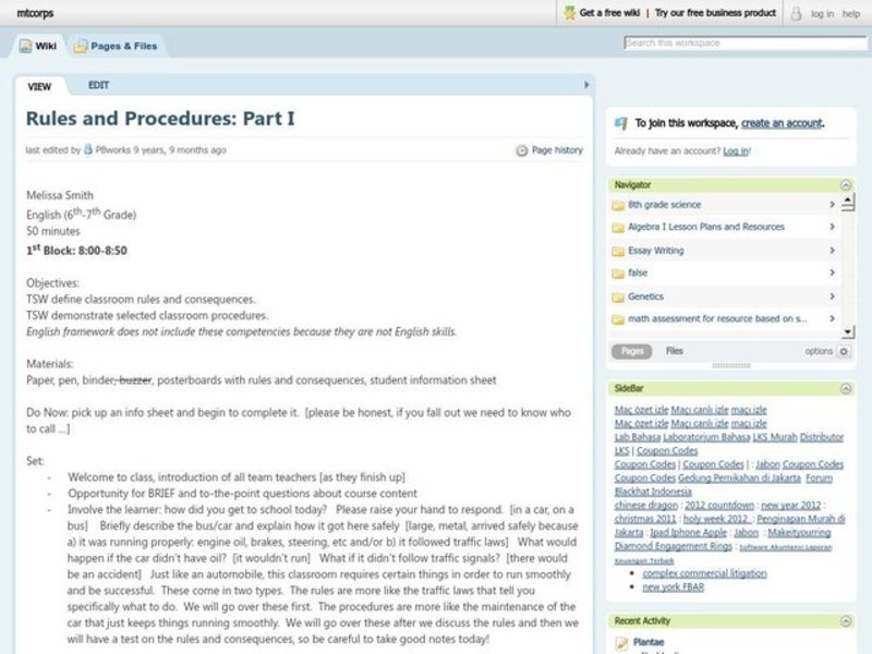 Classroom Rules and Procedures Lesson Plan