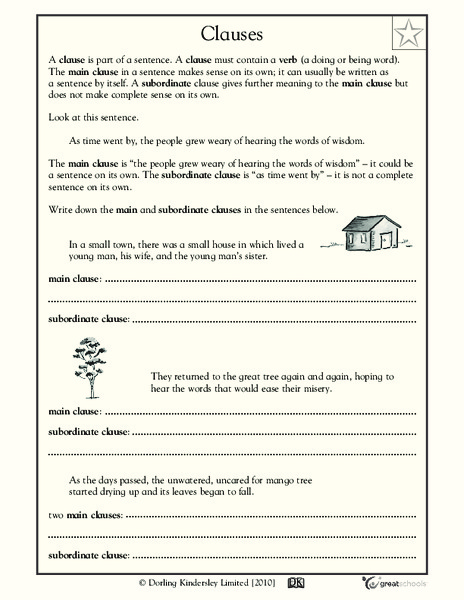 Clauses Worksheet