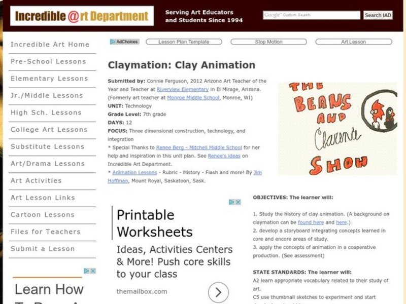 Clay Animation Lesson Plan