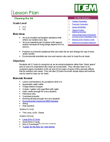 Clearing the Air Lesson Plan