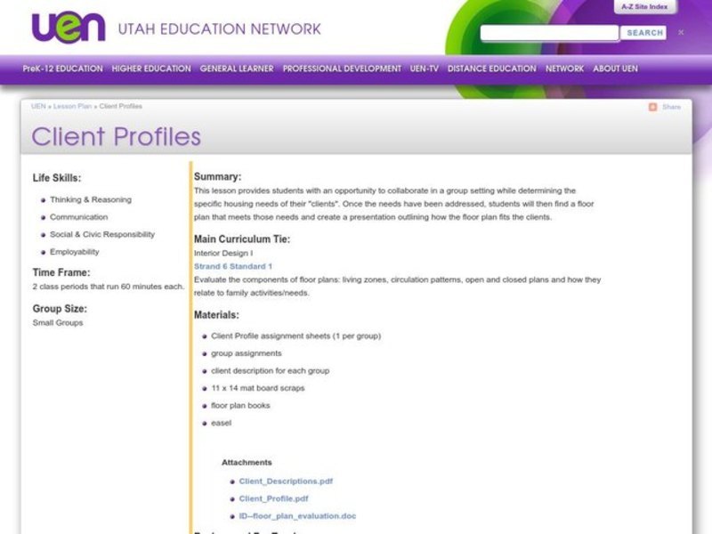 Client Profiles Lesson Plan