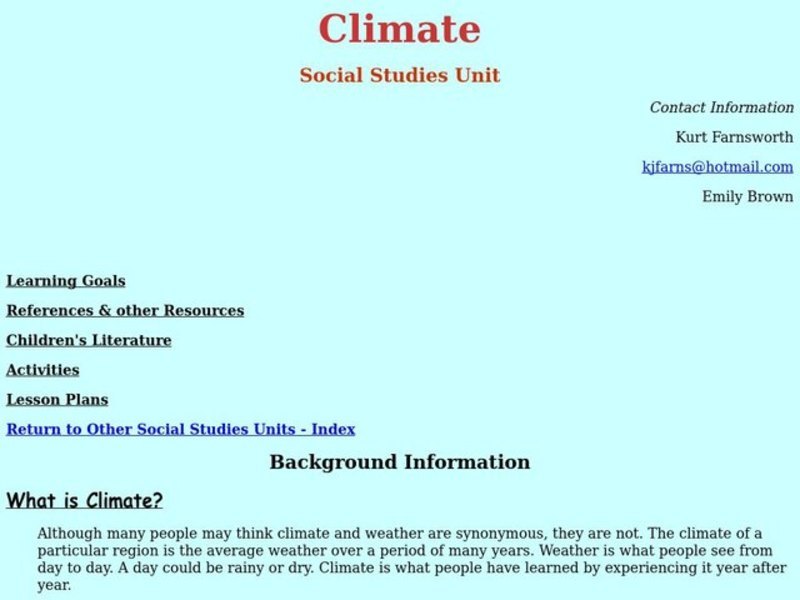 Climate Lesson Plan