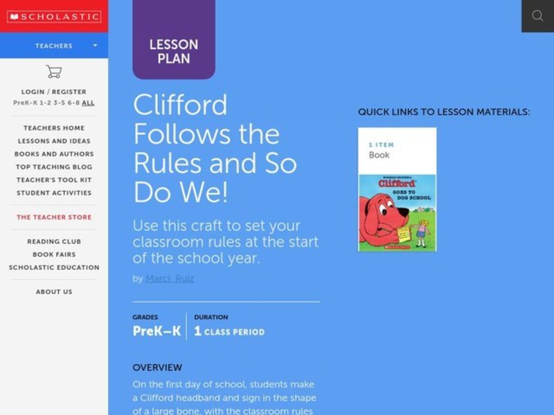Clifford Goes to School and So Do We! Lesson Plan