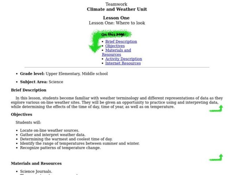 Climate and Weather Lesson Plan