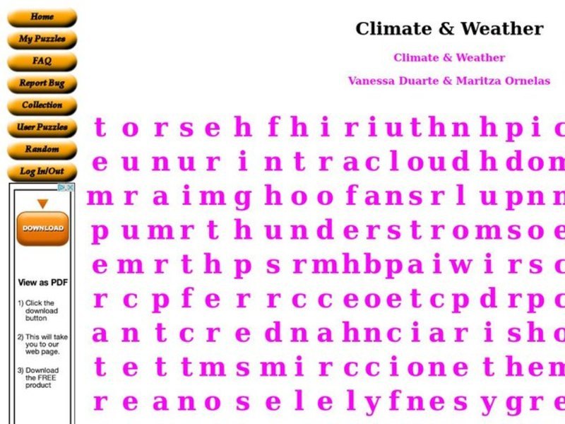 Climate and Weather Worksheet