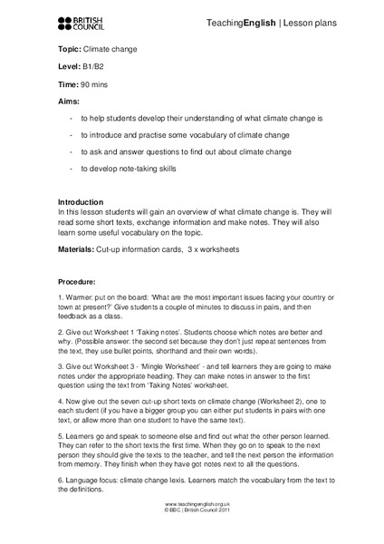 Climate Change Lesson Plan