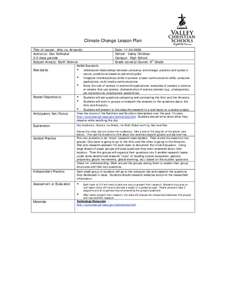 Climate Change Lesson Plan